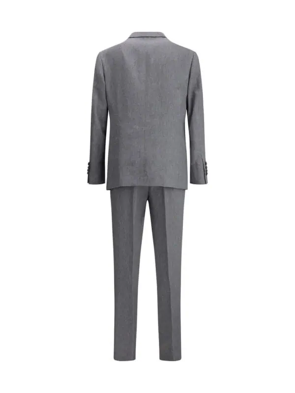 Men's gray tailored business suit with blazer and matching trousers, perfect for formal occasions and professional settings. Stylish, high-quality, and comfortable for all-day wear.