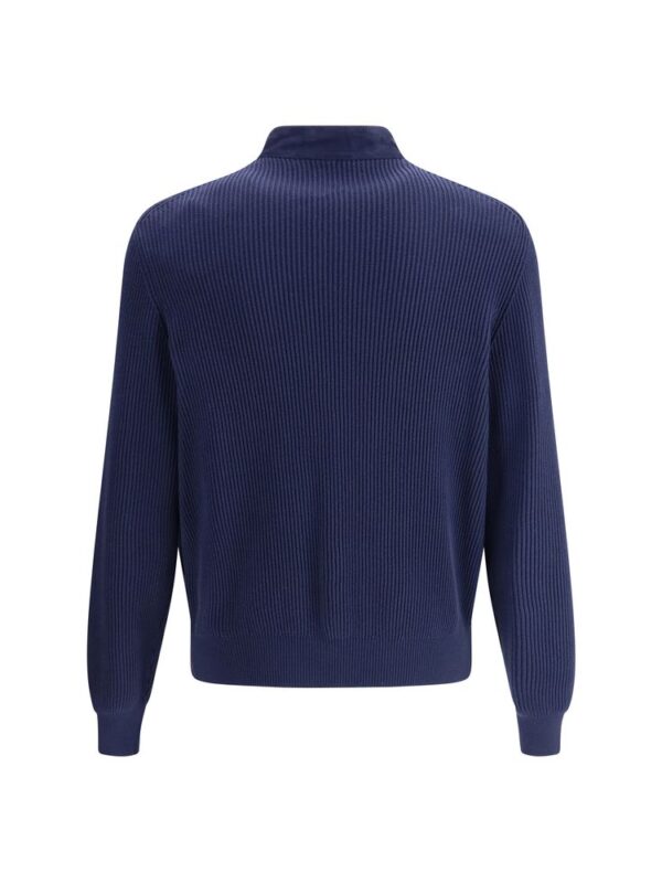 Lux Brands men's navy blue textured knit sweater with a high collar for a stylish and cozy look. Perfect for casual or upscale winter wear, made from high-quality materials.
