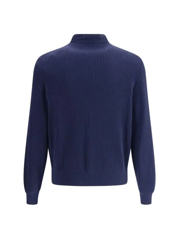 Lux Brands men's navy blue textured knit sweater with a high collar for a stylish and cozy look. Perfect for casual or upscale winter wear, made from high-quality materials.