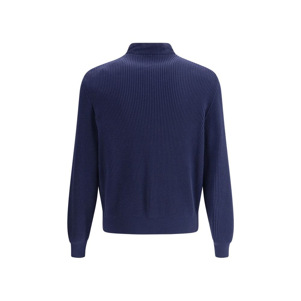 Lux Brands men's navy blue textured knit sweater with a high collar for a stylish and cozy look. Perfect for casual or upscale winter wear, made from high-quality materials.