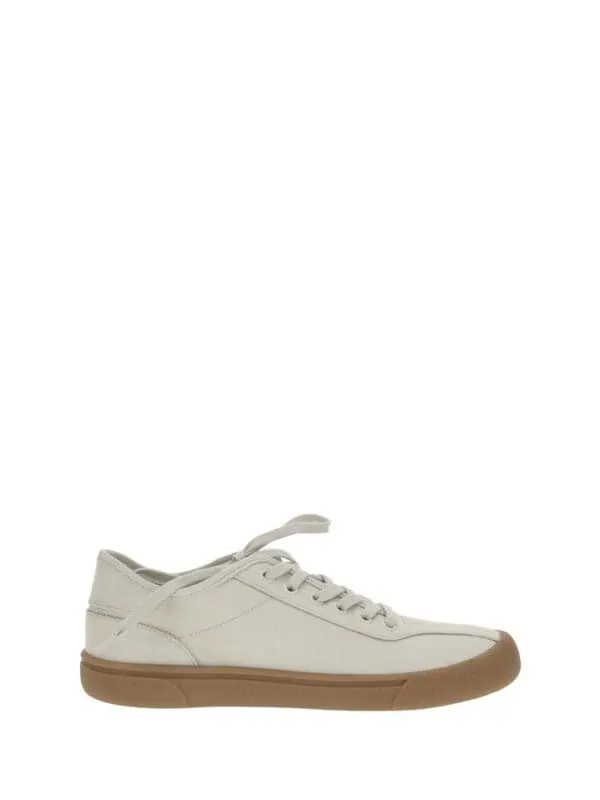 White canvas sneaker with gum sole for casual wear, lightweight and comfortable footwear from Lux Brands.