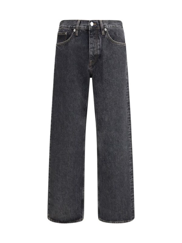 Black high-waisted wide-leg jeans with a classic five-pocket design from Lux Brands. Perfect for casual and trendy streetwear looks. Durable denim material with a vintage wash finish.