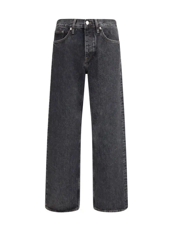 Black high-waisted wide-leg jeans with a classic five-pocket design from Lux Brands. Perfect for casual and trendy streetwear looks. Durable denim material with a vintage wash finish.