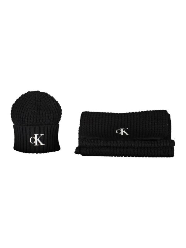 Calvin Klein Black Alpaca Women Scarf Set