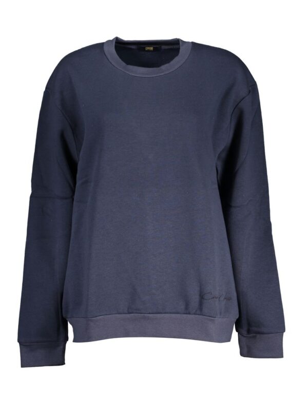 Cavalli Class Chic Blue Embroidered Fleece Sweatshirt