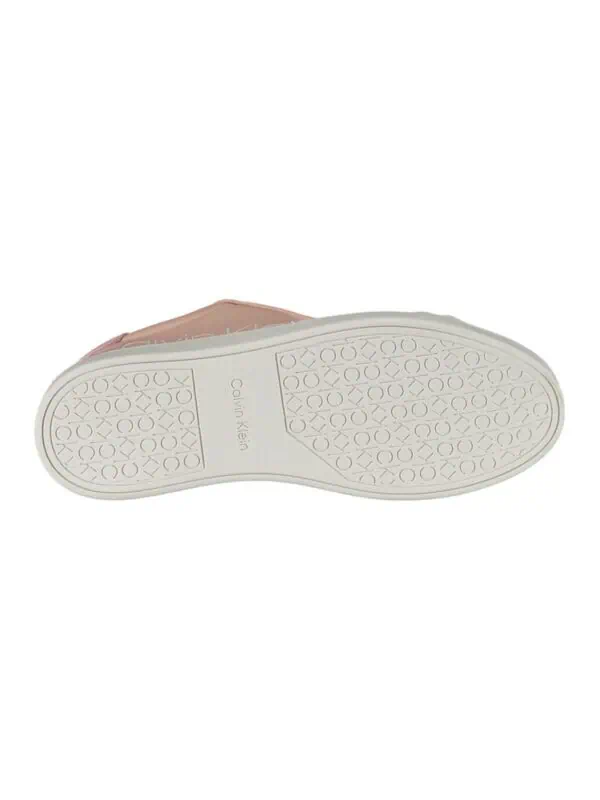 Casual pink sneaker with a white sole featuring geometric pattern for stylish everyday wear.