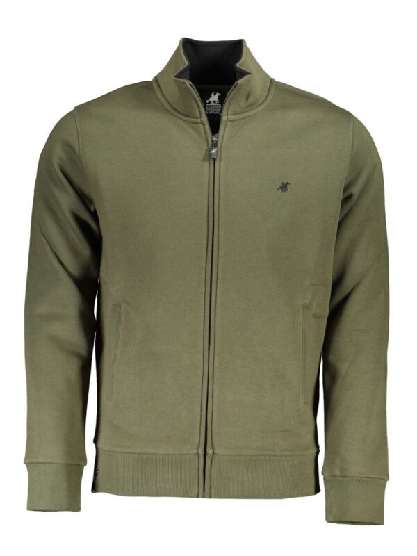 U.S. Grand Polo Enviable Embroidered Green Zip Sweater