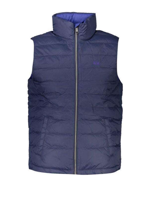 La Martina Sleek Sleeveless Embroidered Blue Jacket