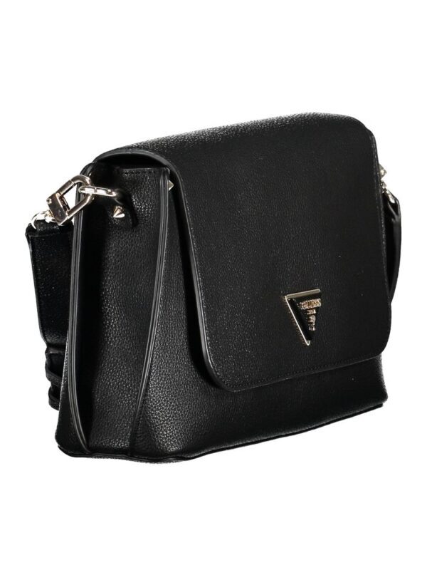 Lux Brands black leather crossbody bag with metal logo accent, stylish and functional accessory for men and women.