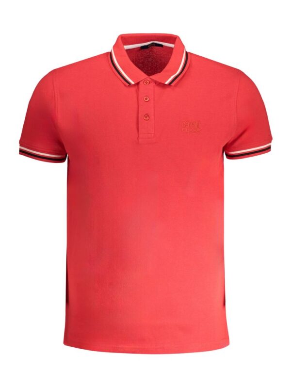 Cavalli Class Red Cotton Polo Shirt