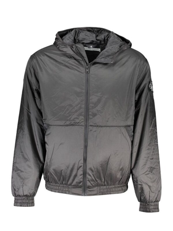 Calvin Klein Sleek Black Hooded Jacket with Contrast Detail