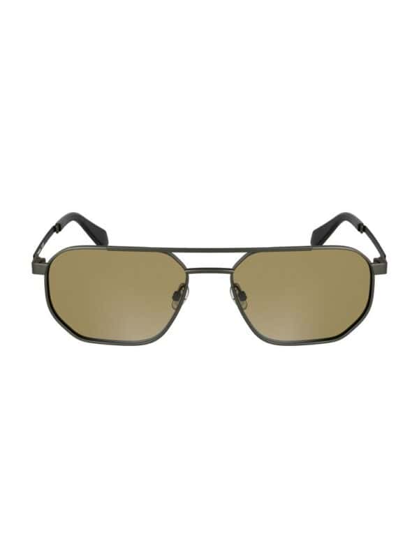 Sunglasses with gold-tinted lenses and black frame, stylish accessories from Lux Brands.