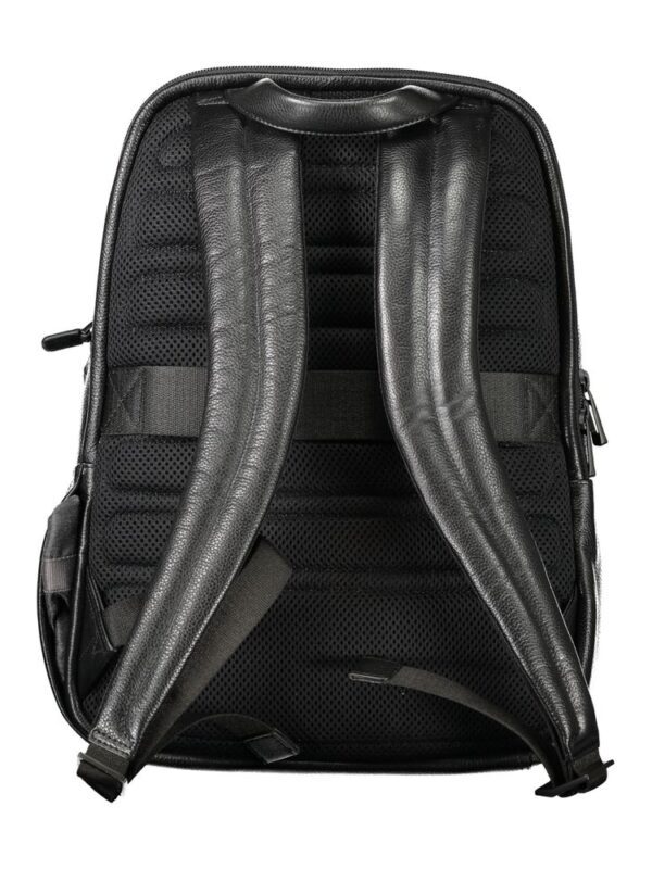 Premium black leather backpack with padded shoulder straps and multiple compartments for travel and daily use. Durable, stylish design perfect for professionals and students.