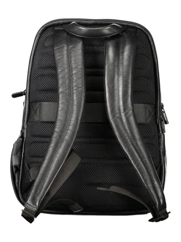 Premium black leather backpack with padded shoulder straps and multiple compartments for travel and daily use. Durable, stylish design perfect for professionals and students.