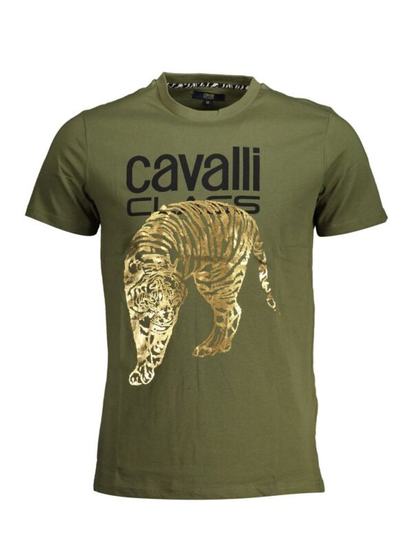 Cavalli Class Green Cotton Men T-Shirt