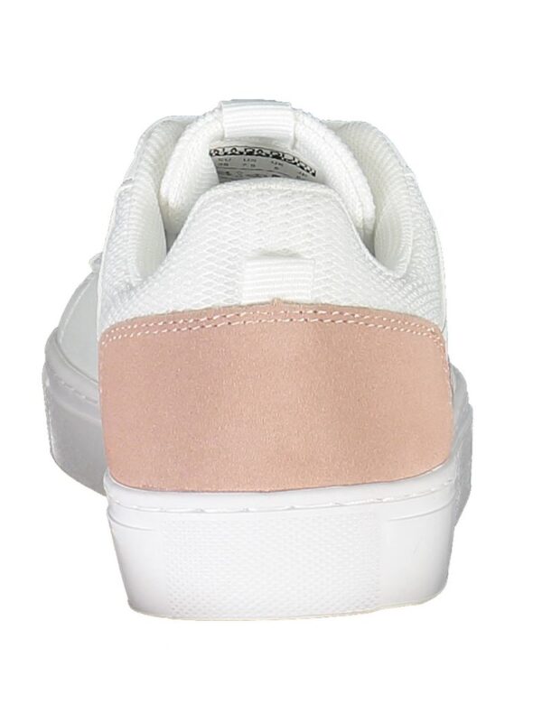White and blush pink trendy casual sneakers for women by Lux Brands, featuring a comfortable design with a sleek style. Perfect for everyday wear and stylish outings.