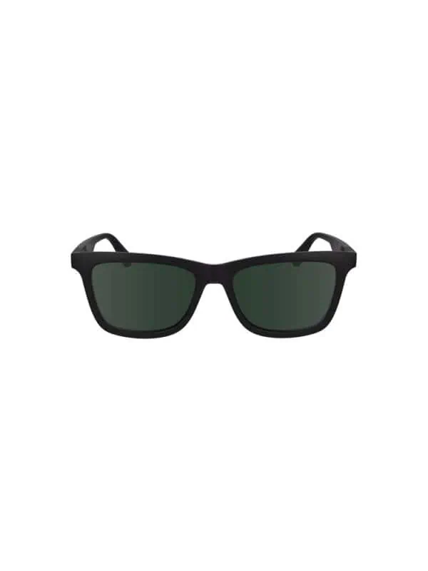 Black frame sunglasses with green tinted lenses, stylish and UV protection. Perfect for outdoor activities and adding a touch of luxury to your look. Unisex design suitable for all genders.