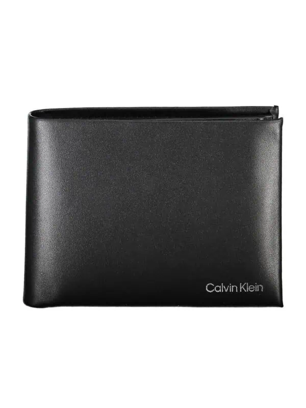 Premium black Calvin Klein men's wallet with sleek design and logo embossed detail.