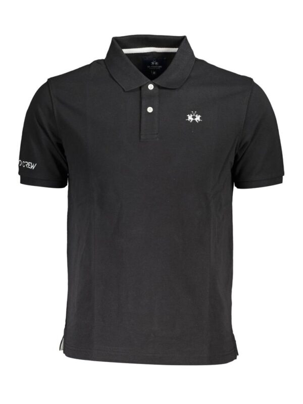 La Martina Black Cotton Men Polo Shirt