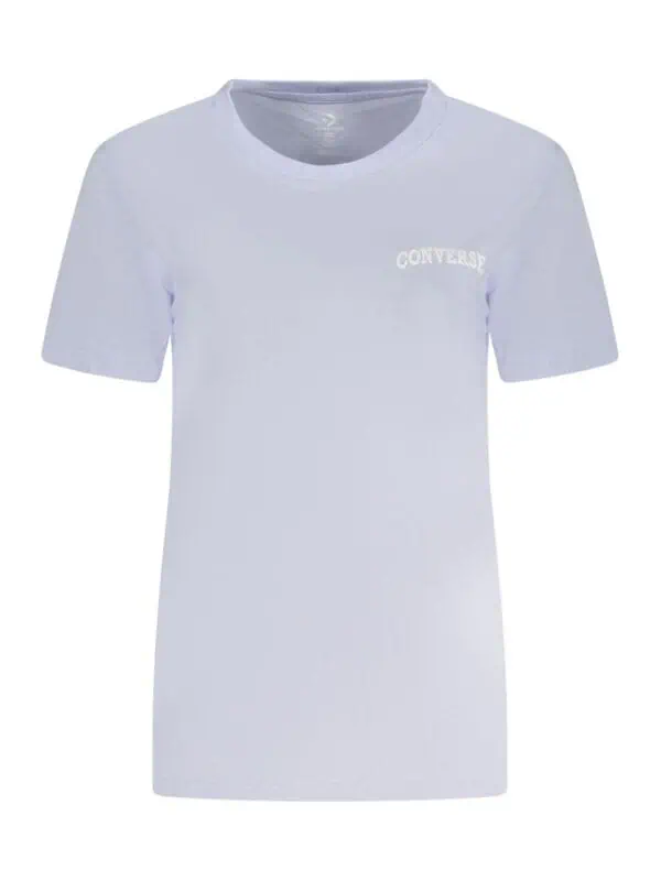 Minimalist white Converse T-shirt with small logo print on the chest, perfect for casual wear and effortless style.