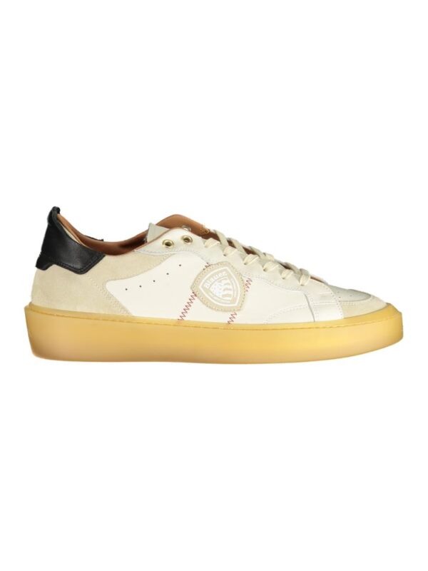 Blauer White Leather Men Sneaker