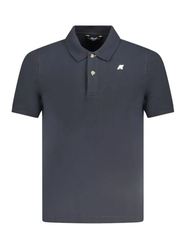 Men's dark navy polo shirt with small logo detail at chest, classic collar, and button placket, perfect for casual or sporty looks.