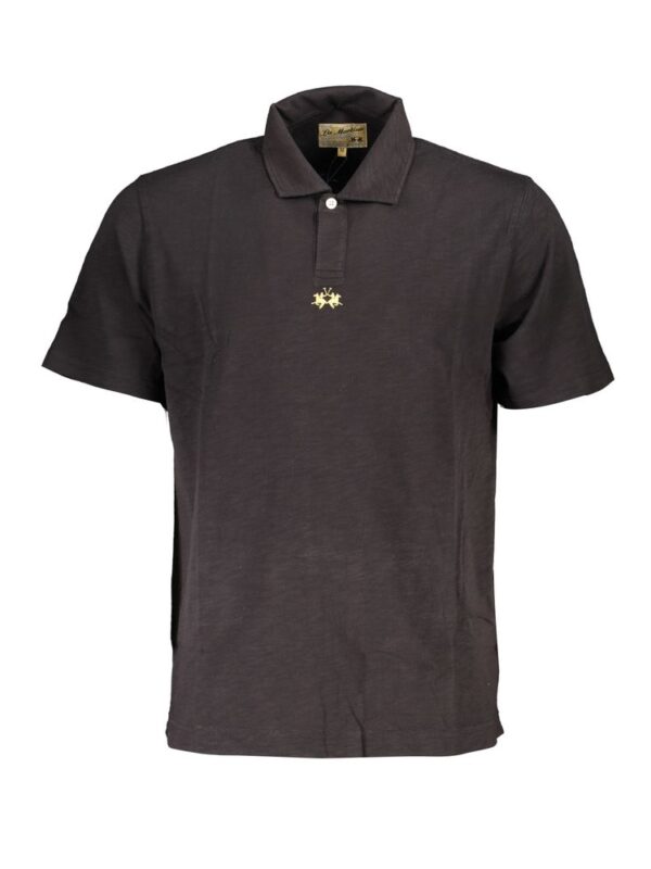 La Martina Elegant Black Cotton Polo Shirt Regular Fit