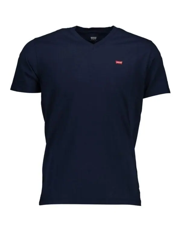 Levi's navy blue V-neck casual T-shirt with small red logo on chest.
