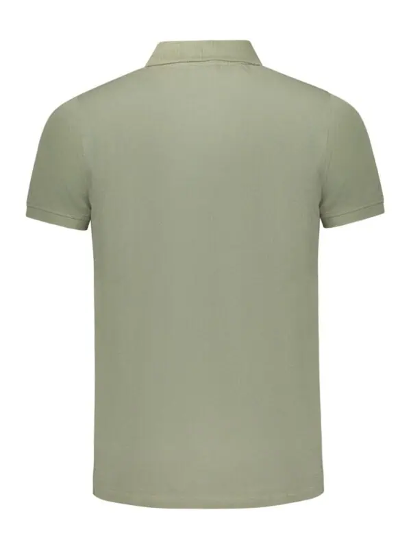 Soft sage green polo shirt with classic collar and short sleeves, made from comfortable fabric, perfect for casual and semi-formal occasions.