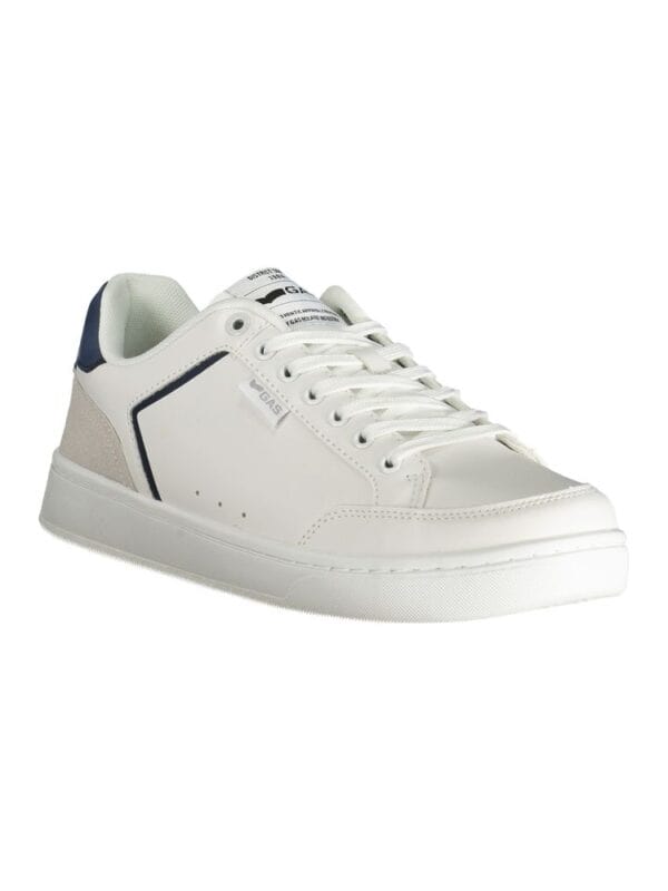 White luxury sneaker with navy accents, stylish and comfortable, perfect for casual and sporty looks. Designed with premium materials for a sleek, modern appearance.