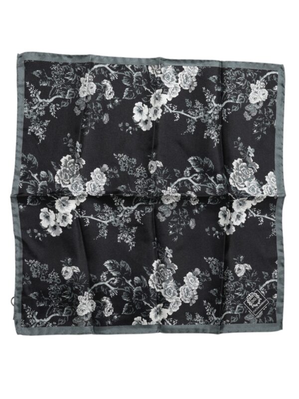 Dolce & Gabbana Black Floral Print Silk Square Foulard Scarf