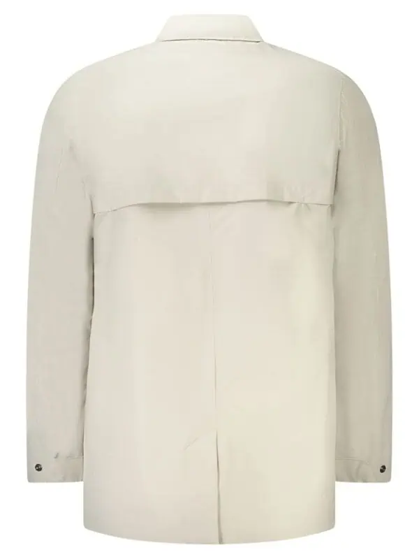 Lux Brands men's cream-colored trench coat with classic design, button details, and tailored fit for a stylish, timeless look. Perfect for casual or formal wear in cool weather.