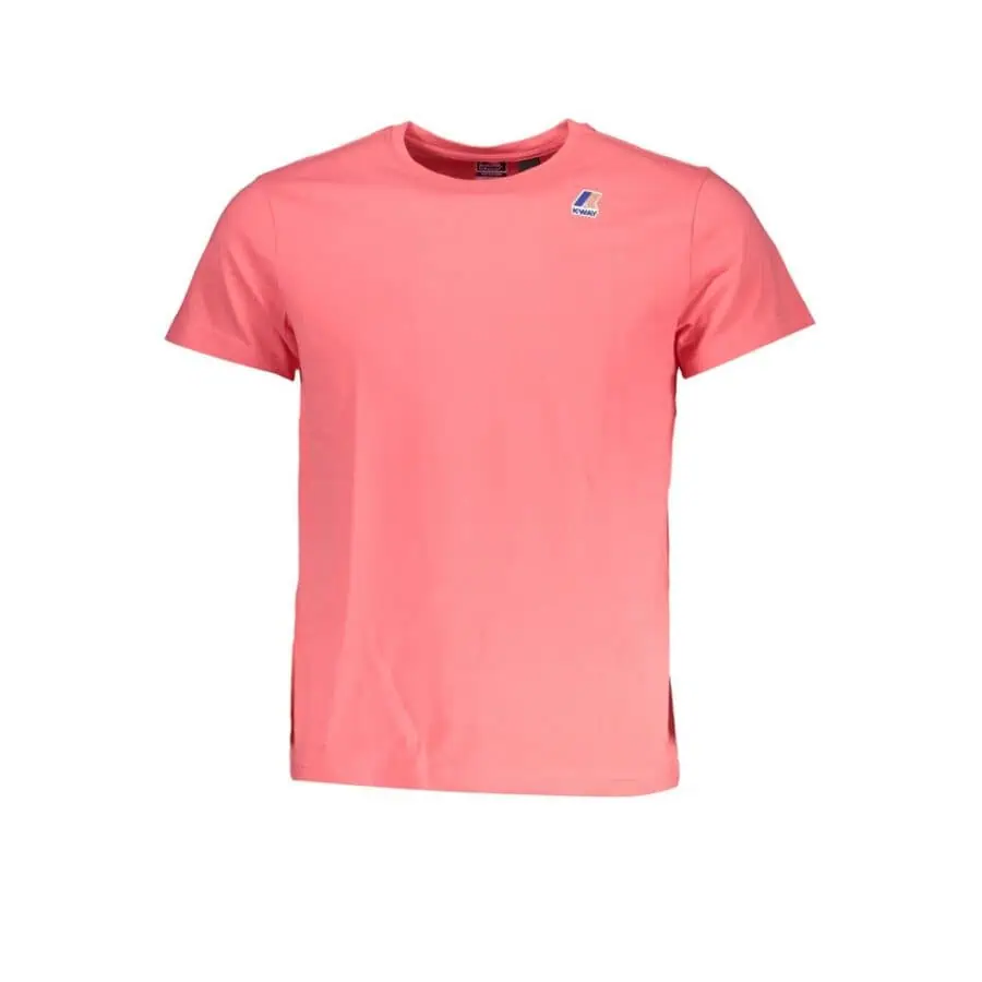 Pink casual t-shirt with K-Way logo on shoulder, perfect for stylish and comfortable everyday wear.