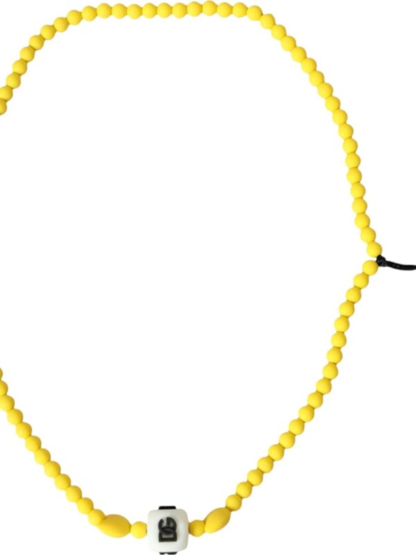 Dolce & Gabbana Yellow Beaded Chain DG Logo Charm Accessory Necklace