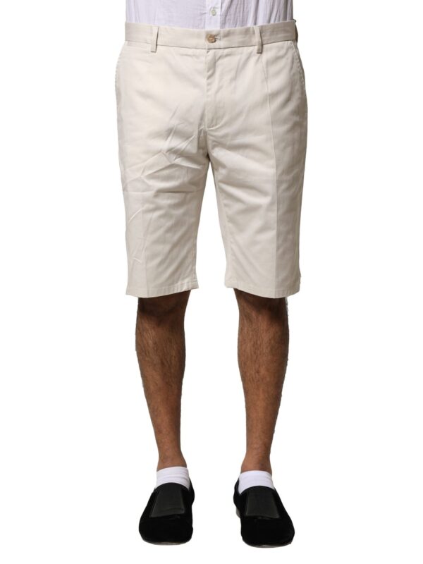 Dolce & Gabbana Beige Cotton Stretch Mid Waist Bermuda Shorts