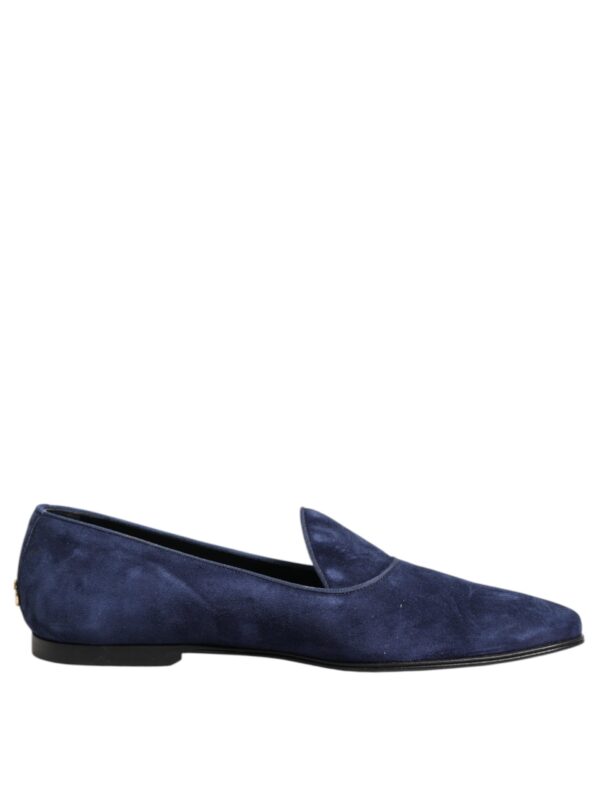 Dolce & Gabbana Blue Velvet DG Logo Loafers Formal Shoes