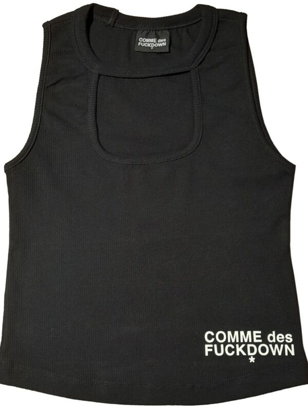 Comme Des Fuckdown Black Cotton Tops & T-Shirt