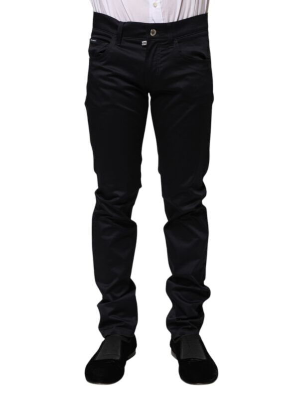Dolce & Gabbana Black Cotton Skinny Mid Waist Pants