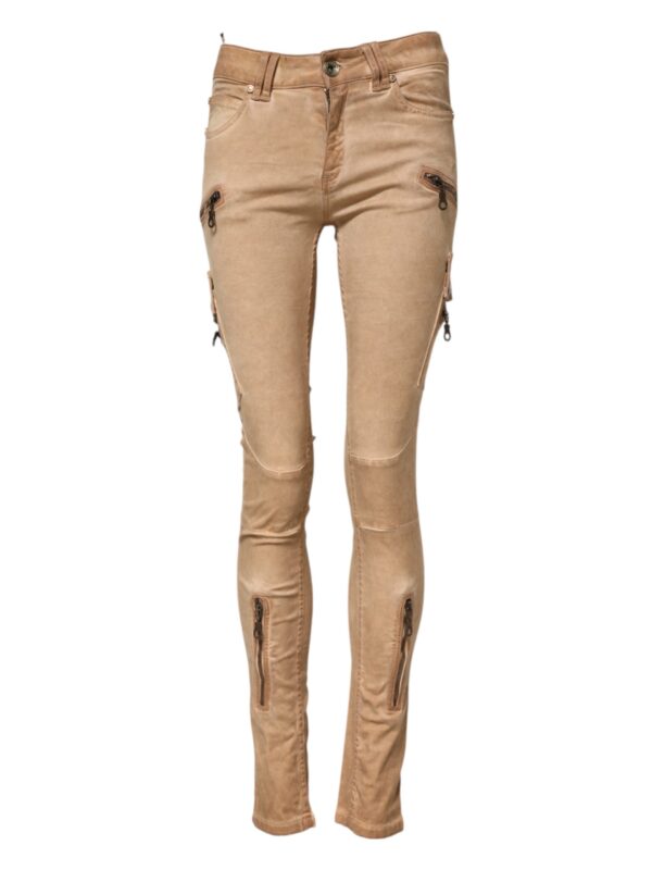 PLEIN SUD Brown Cotton Mid Waist Skinny Denim Jeans