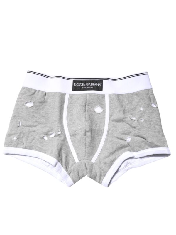 Dolce & Gabbana Gray Cotton Stretch Regular Boxer Underwear