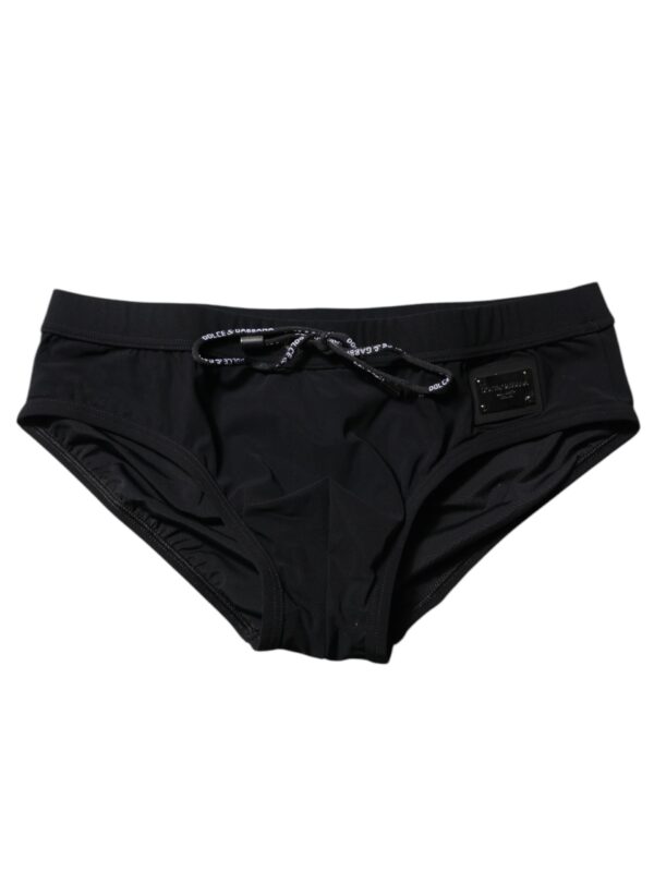 Dolce & Gabbana Black Logo Plaque Men Beachwear Brief Swimwear