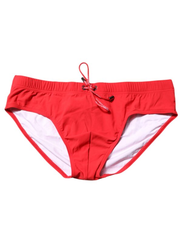 Dolce & Gabbana Red Logo Waist Men Beachwear Brief Swimwear