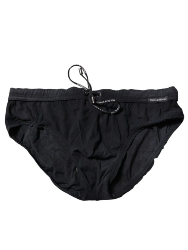 Dolce & Gabbana Black Drawstring Men Beachwear Brief Swimwear