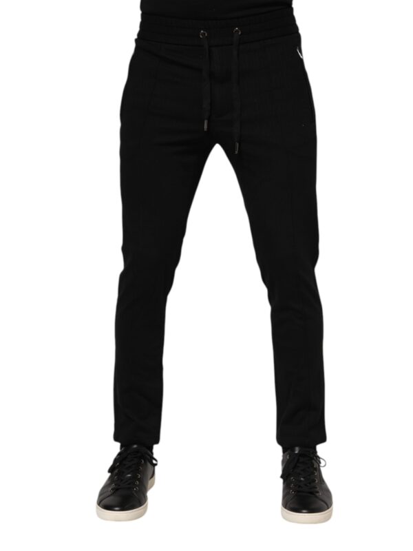 Dolce & Gabbana Black Viscose Drawstring Men Jogger Pants
