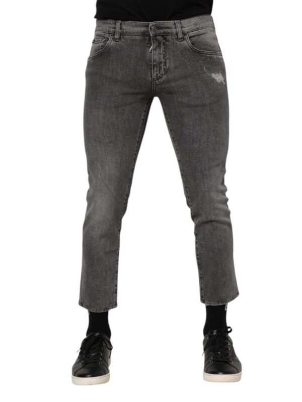 Dolce & Gabbana Gray Cotton Logo Plaque Men Denim Jeans