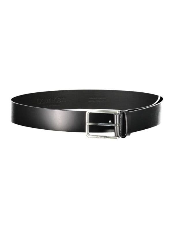 Black luxury leather belt with silver buckle for men and women, stylish and durable accessory.