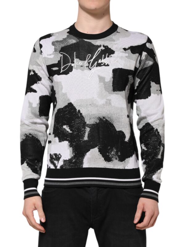 Dolce & Gabbana Multicolor Silk Camouflage Pullover Sweater