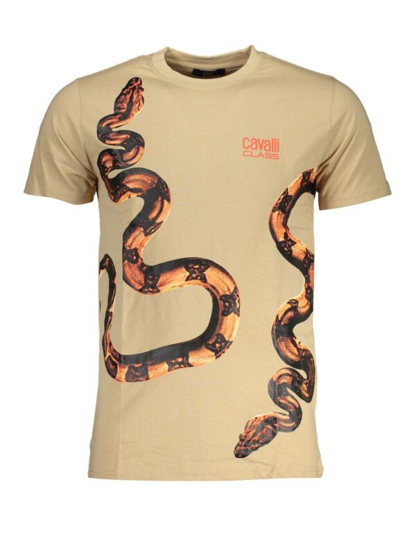 Cavalli Class Beige Cotton T-Shirt