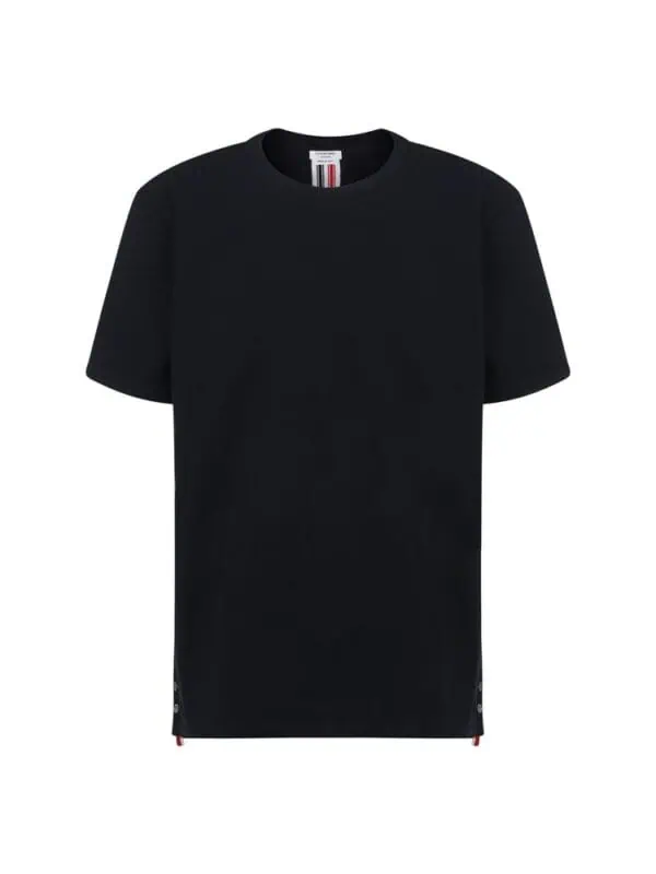 Black luxury t-shirt with side zippers for a stylish and versatile look. Perfect for casual and upscale outfits, made from high-quality fabric for comfort.