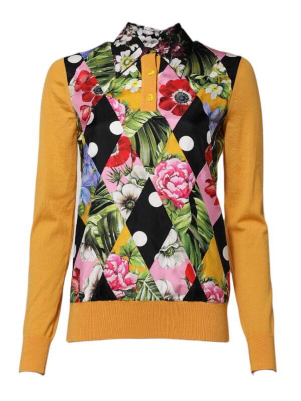 Dolce & Gabbana Multicolor Floral Long Sleeves Polo Top